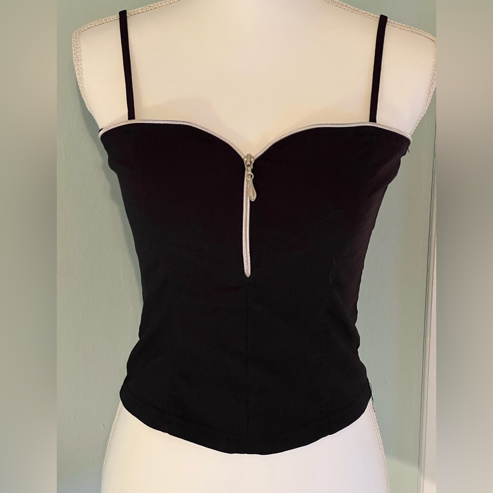 VINTAGE Y2K Cropped Zipper Sweetheart Tank Top Gothcore Size M